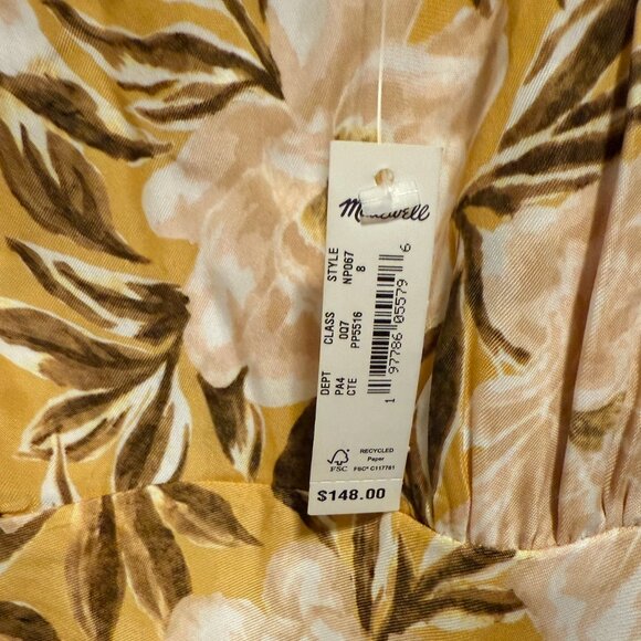 NWT Madewell Angelina Yellow Floral Slip Dress 8 - Picture 10 of 13